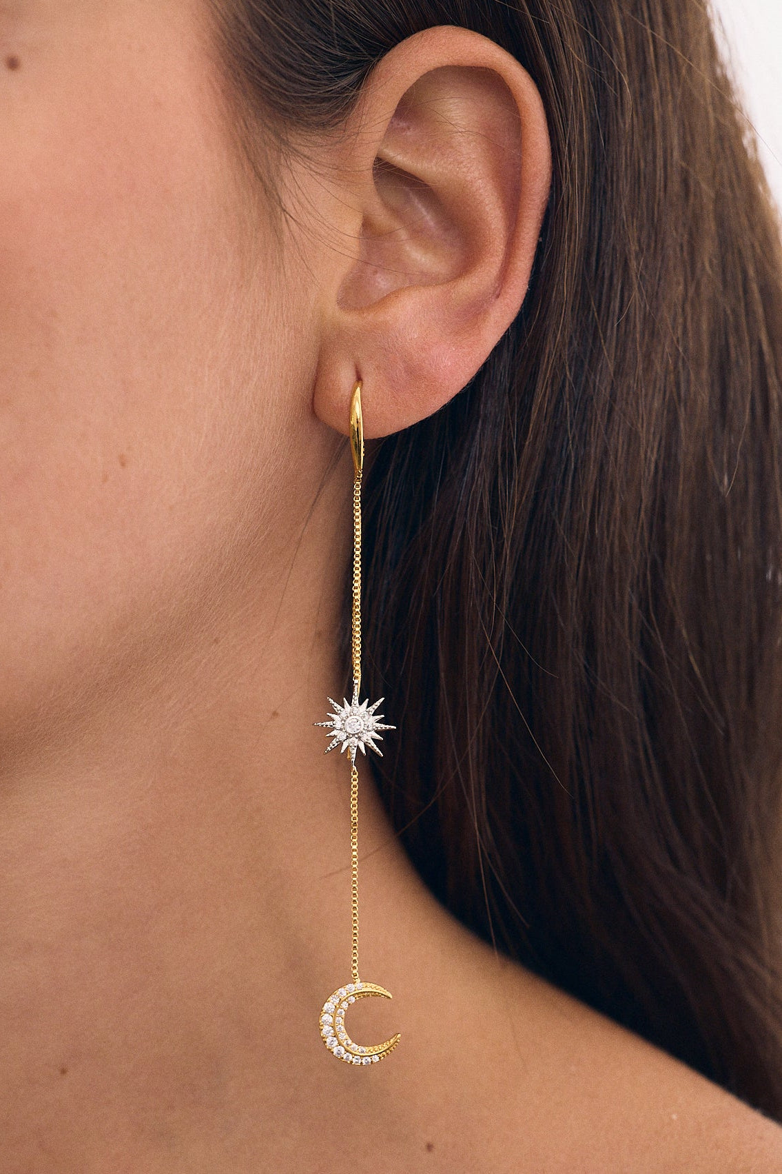 Boucles d'oreilles Double Chaîne Jour et Nuit (unité)