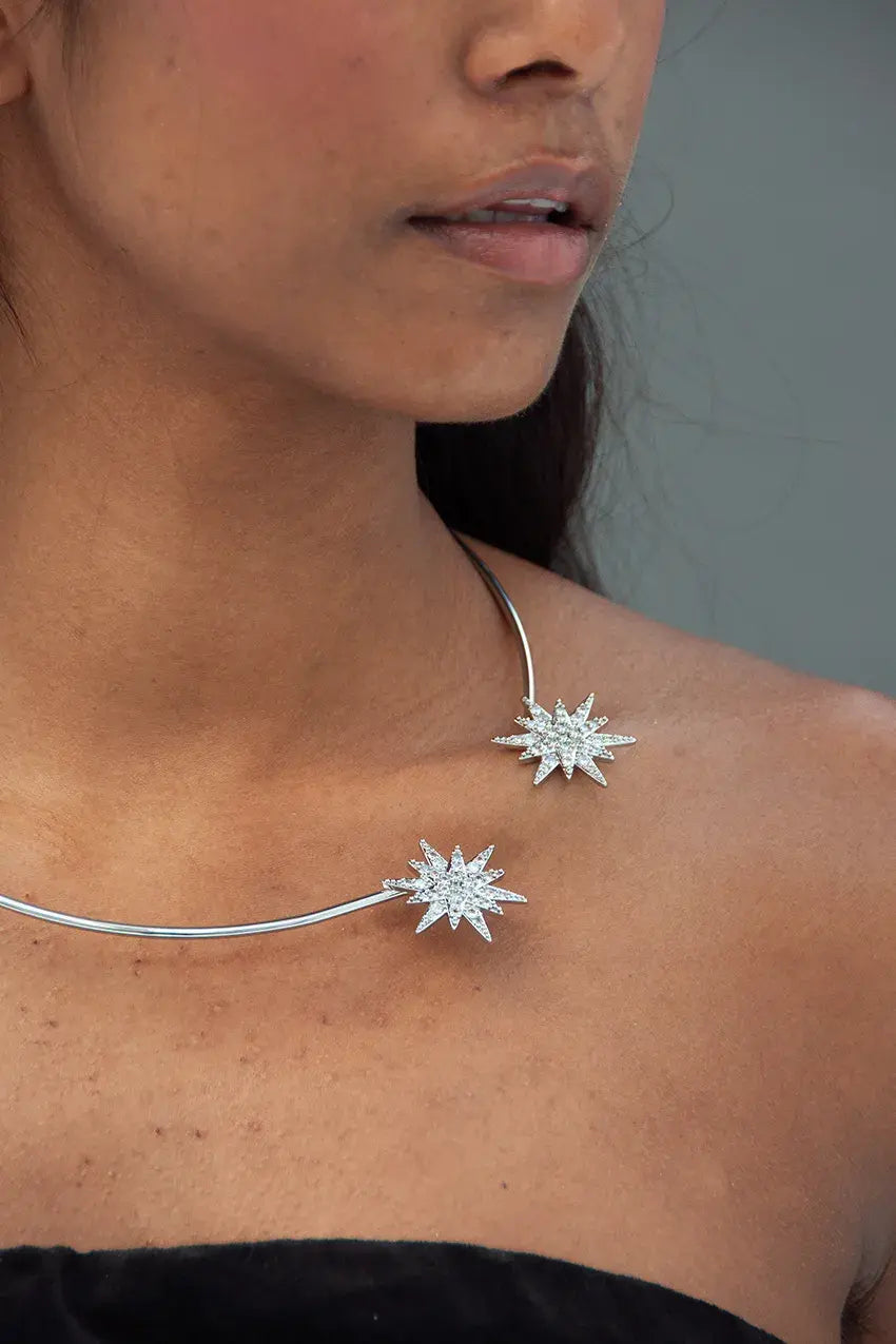 Rigid Necklace White Stars