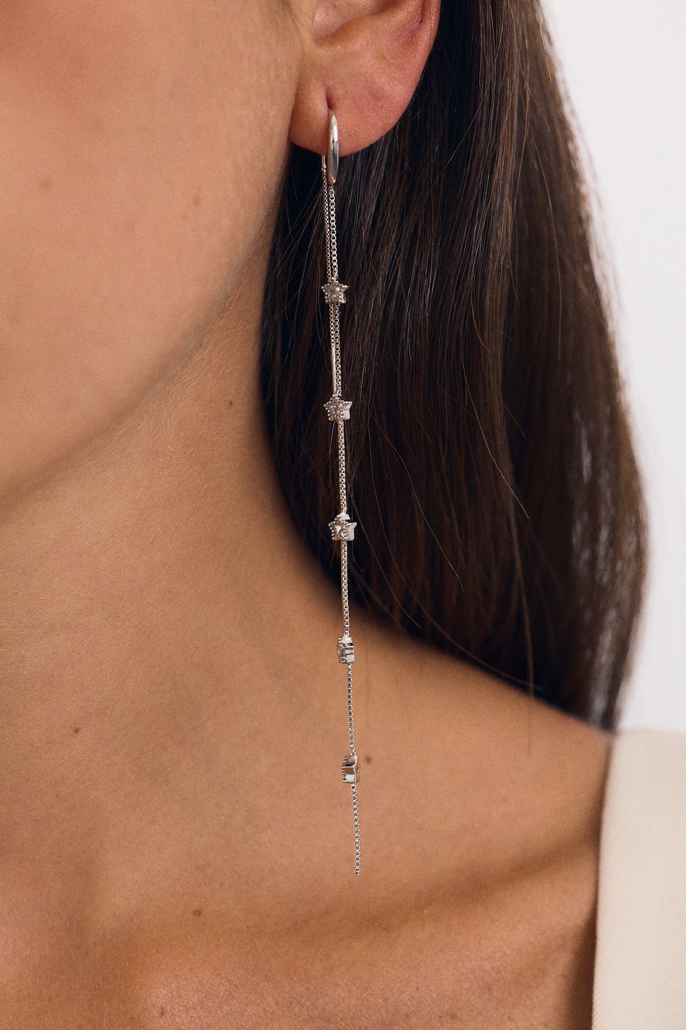 Pendiente Doble Cadena Estrellas (Unidad)
