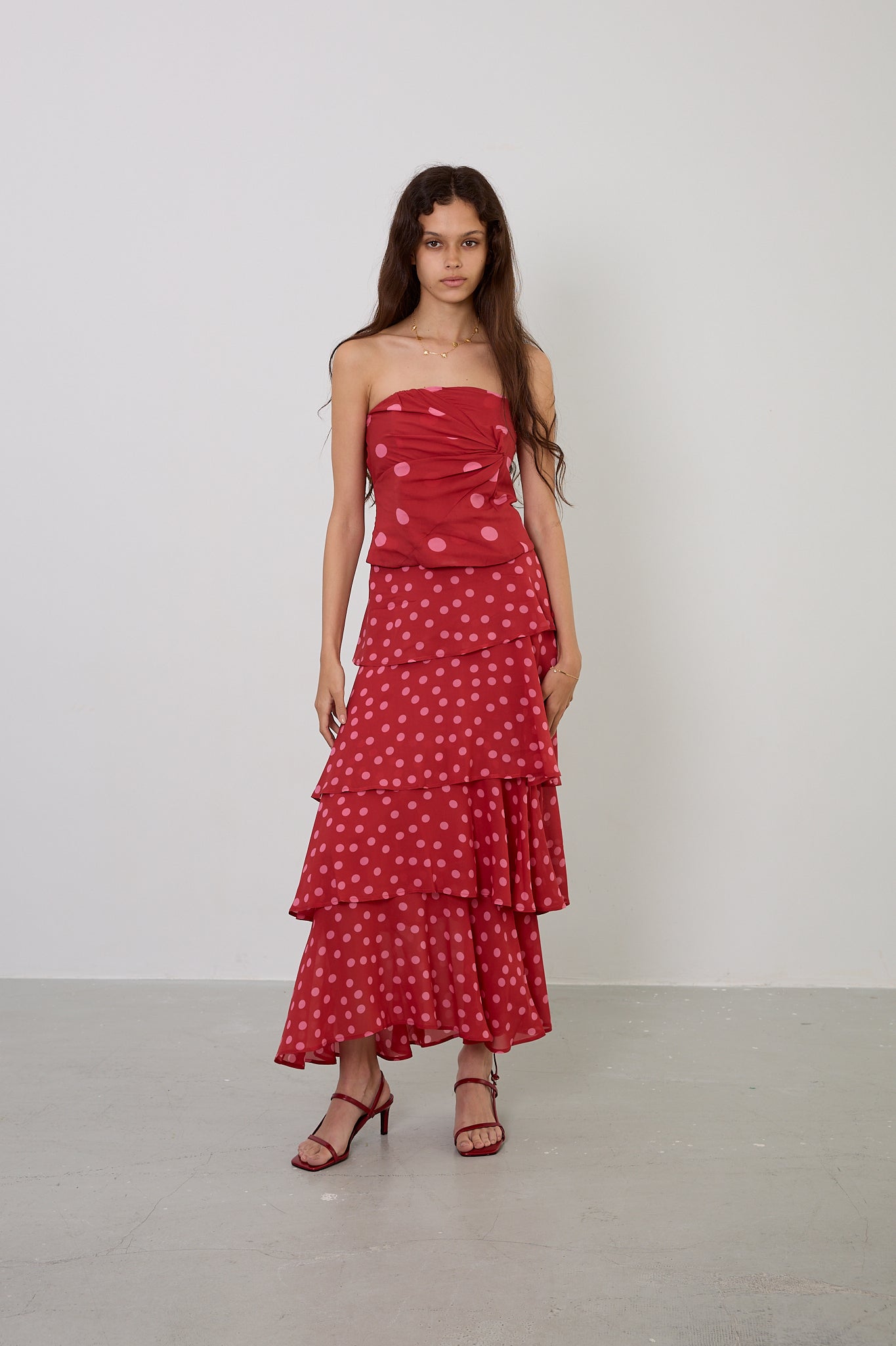 Top Nudo Lunares Rojo