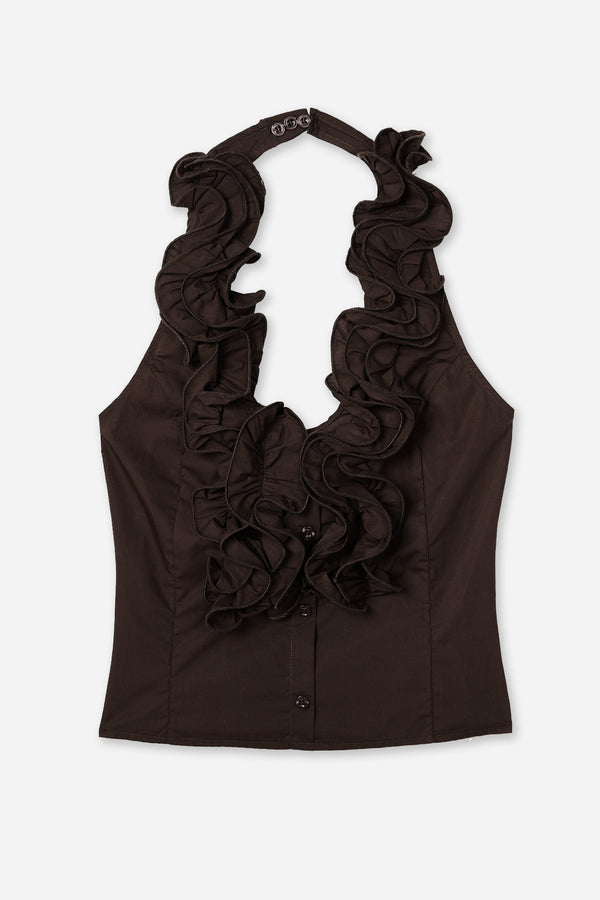 Brown Ruffles Top
