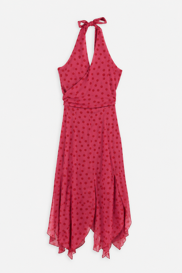 Vestido Halter Lunares Rosa