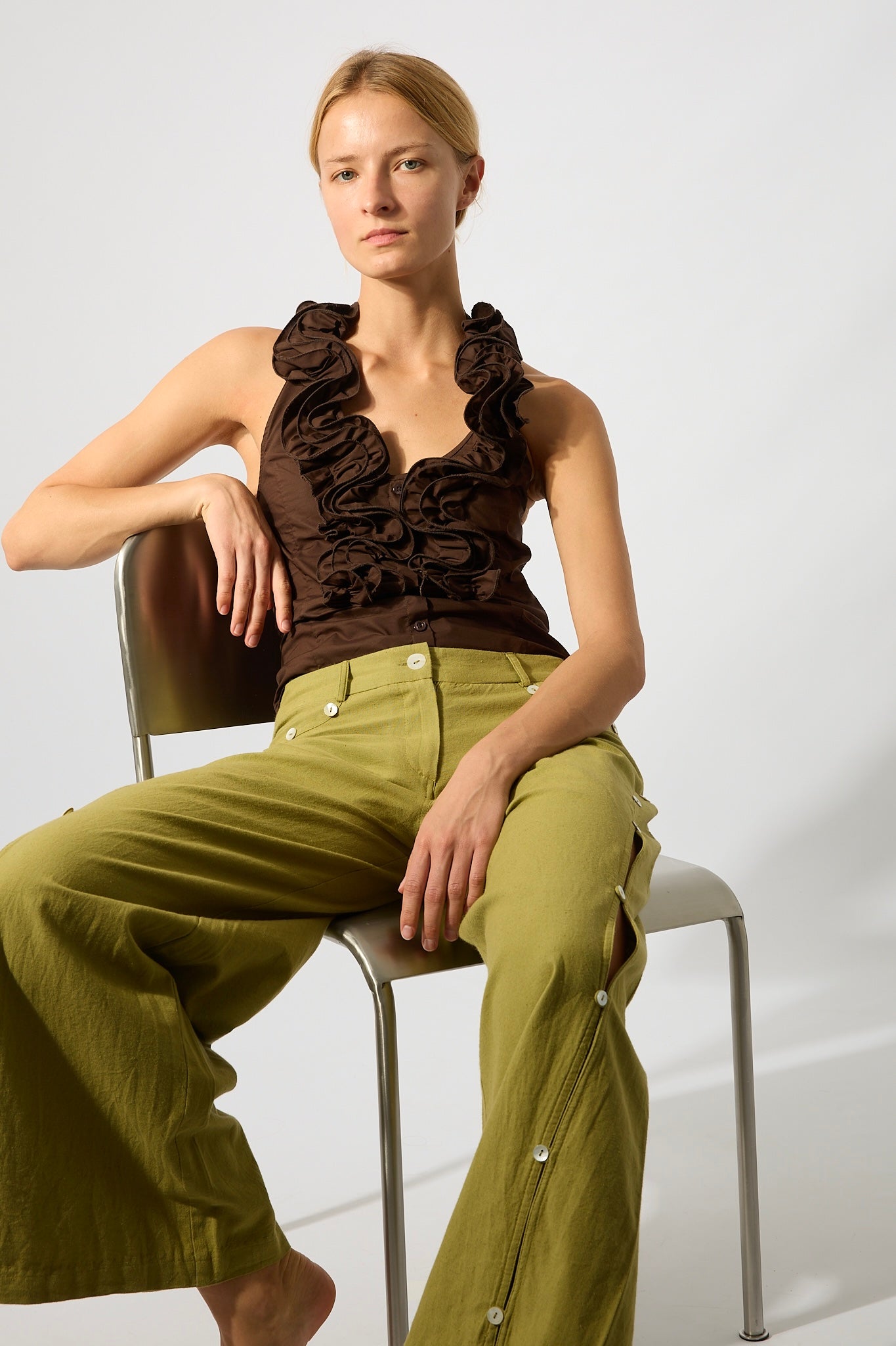Brown Ruffles Top