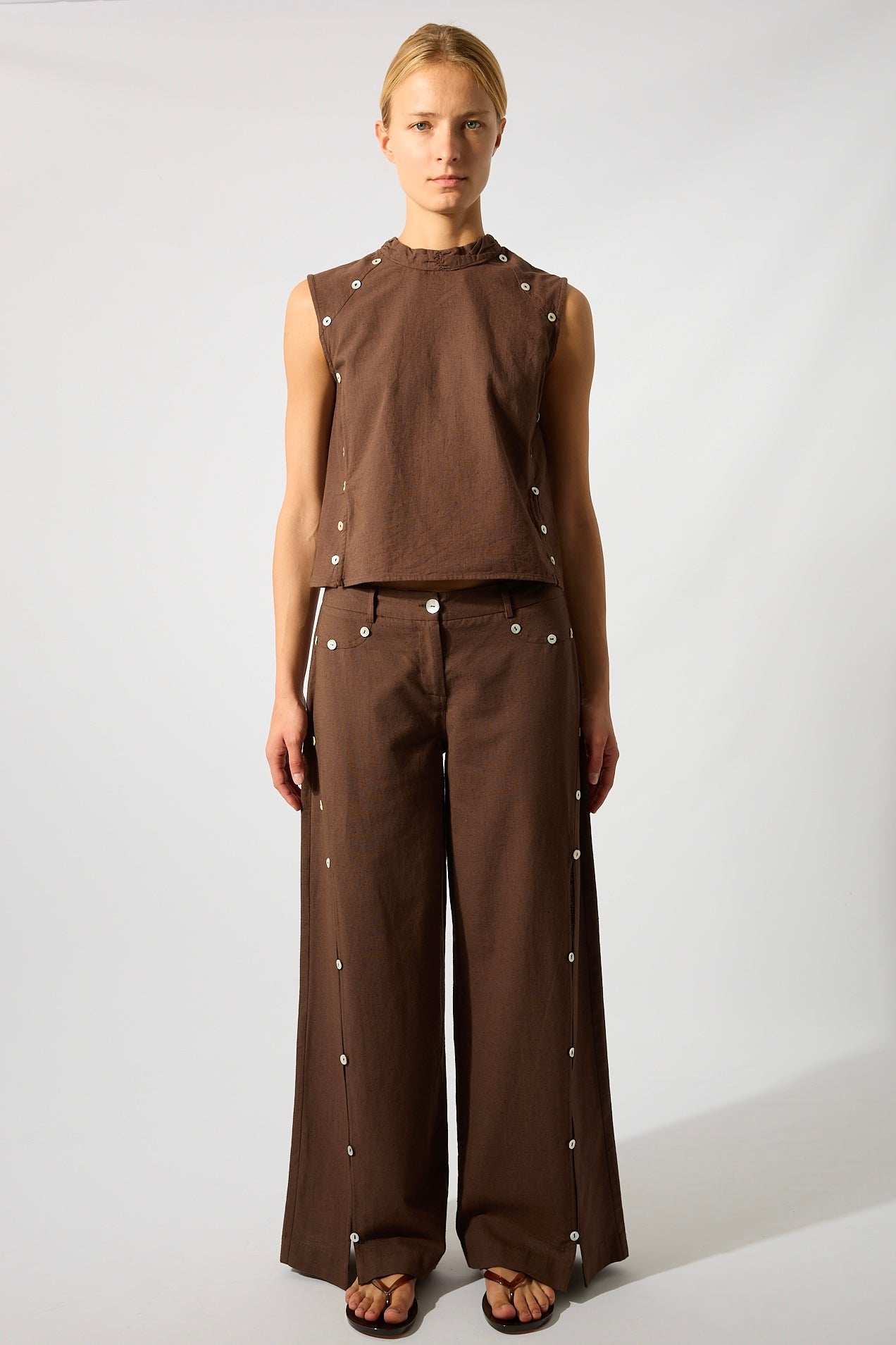 Nacar Buttons Brown Top