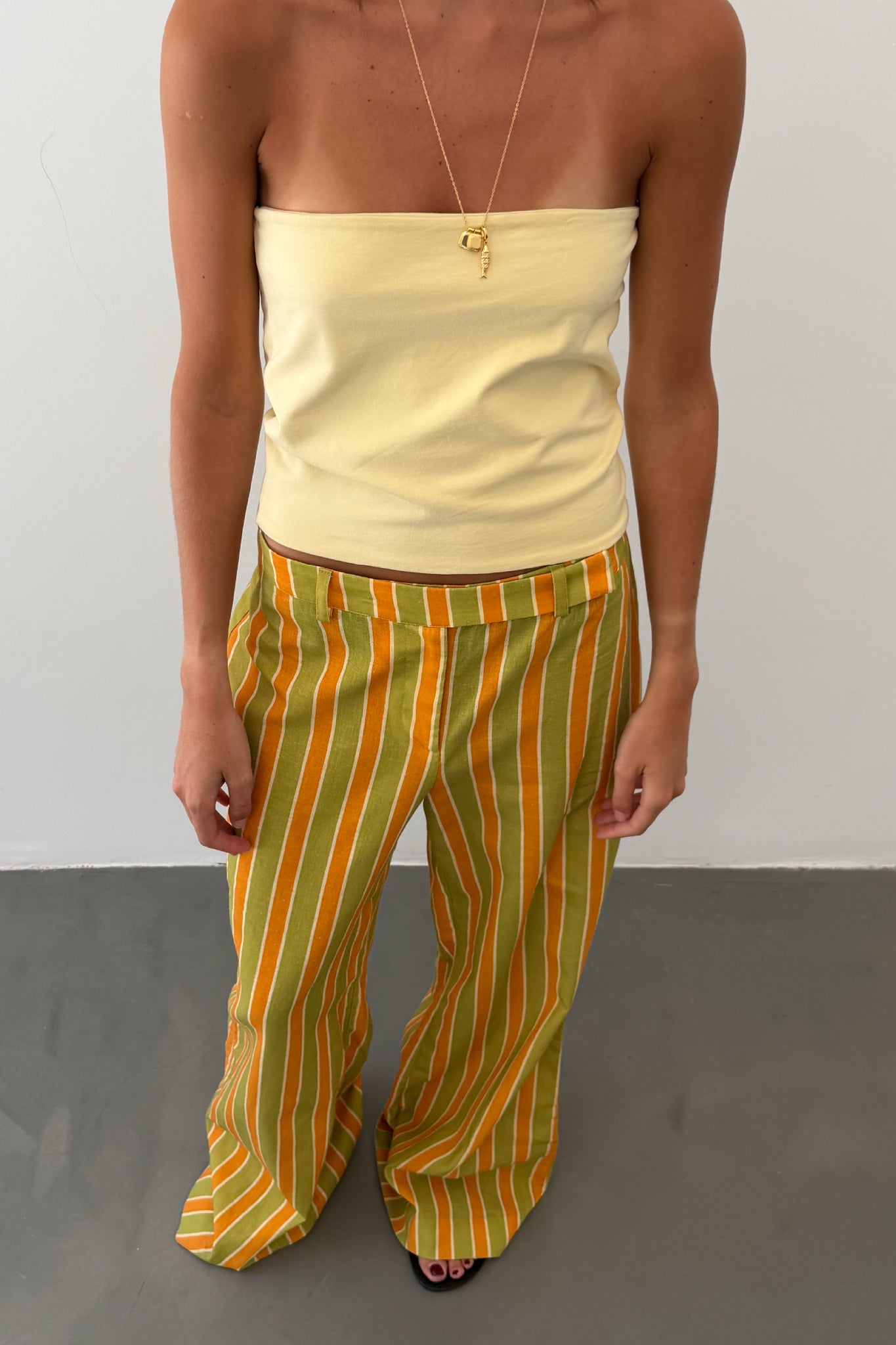 Orange and Green Striped Trousers