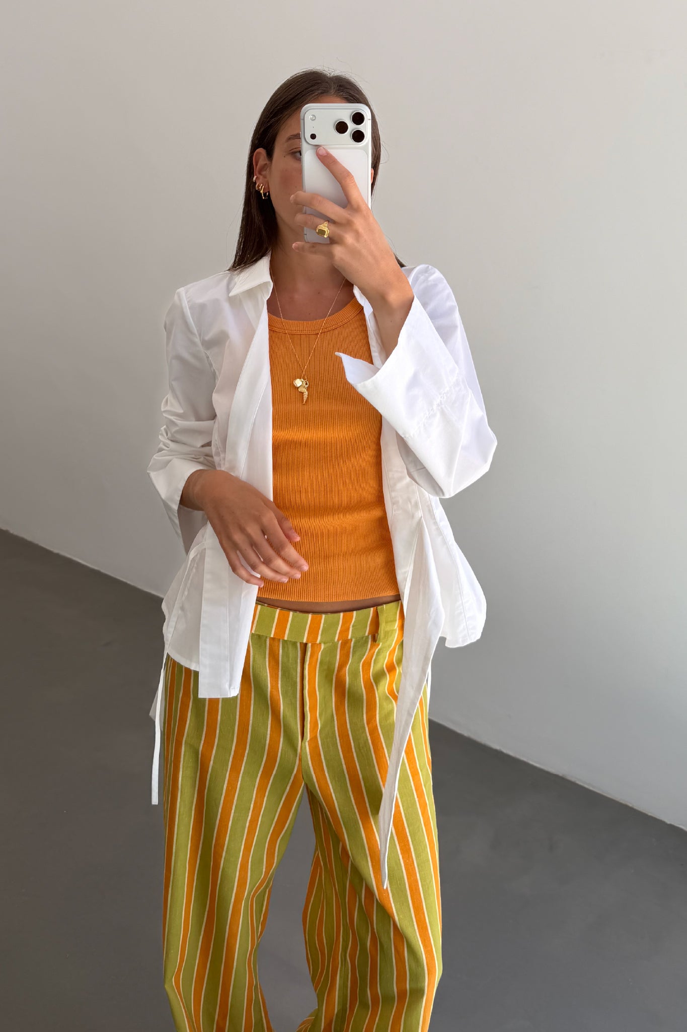 Orange and Green Striped Trousers