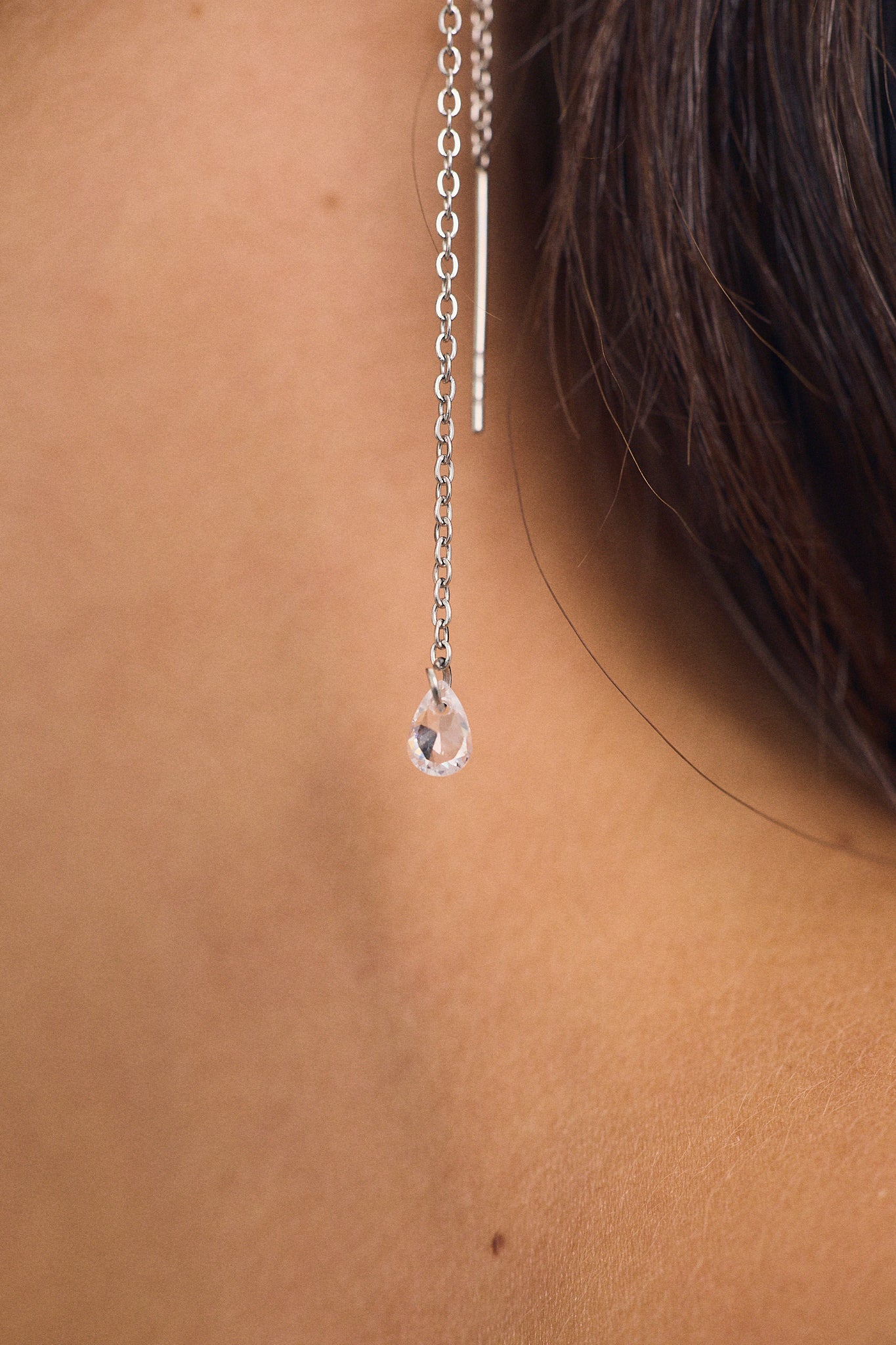 Basic Zircon Chain Earring (Unit)