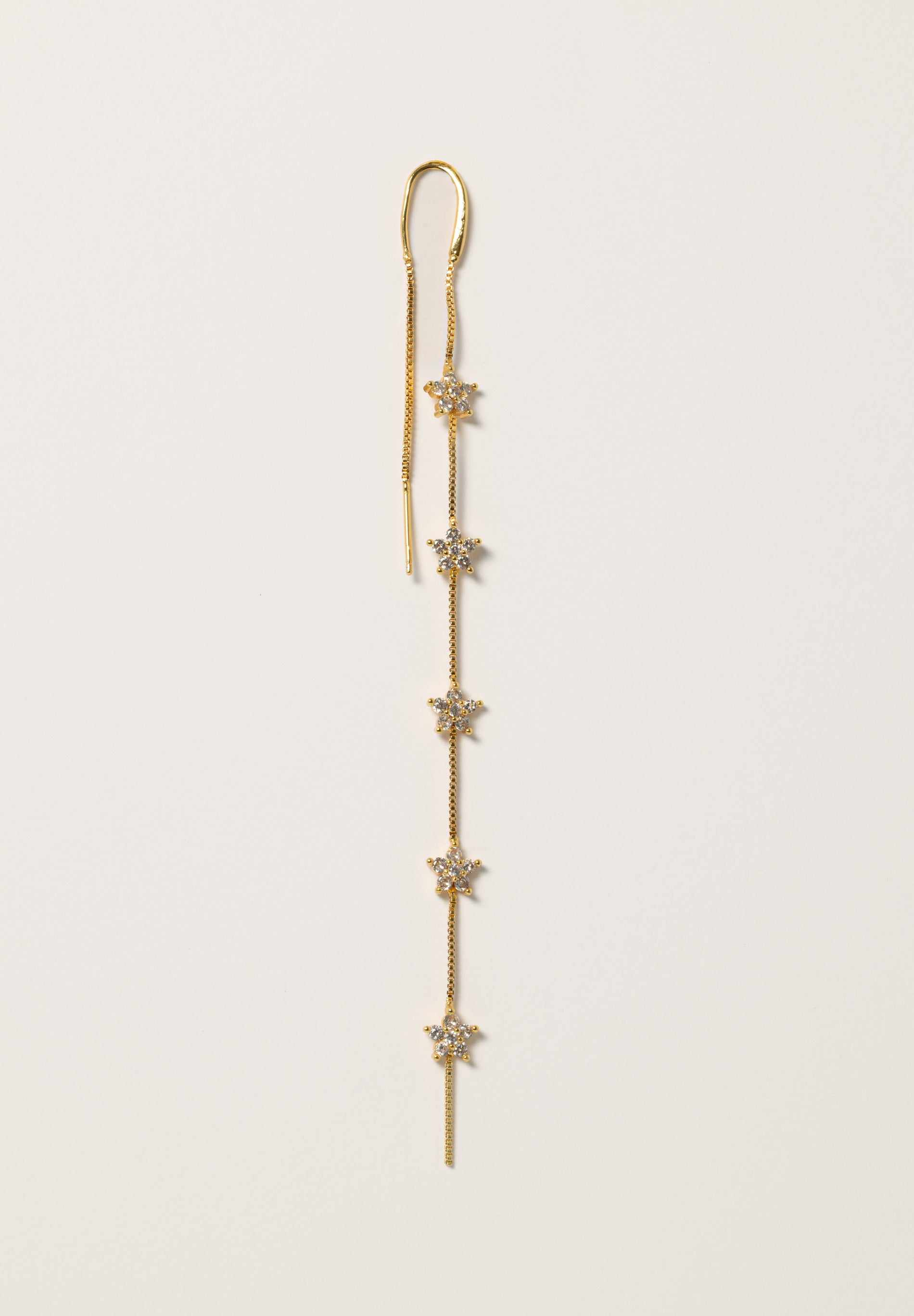 Pendiente Doble Cadena Flores (Unidad)