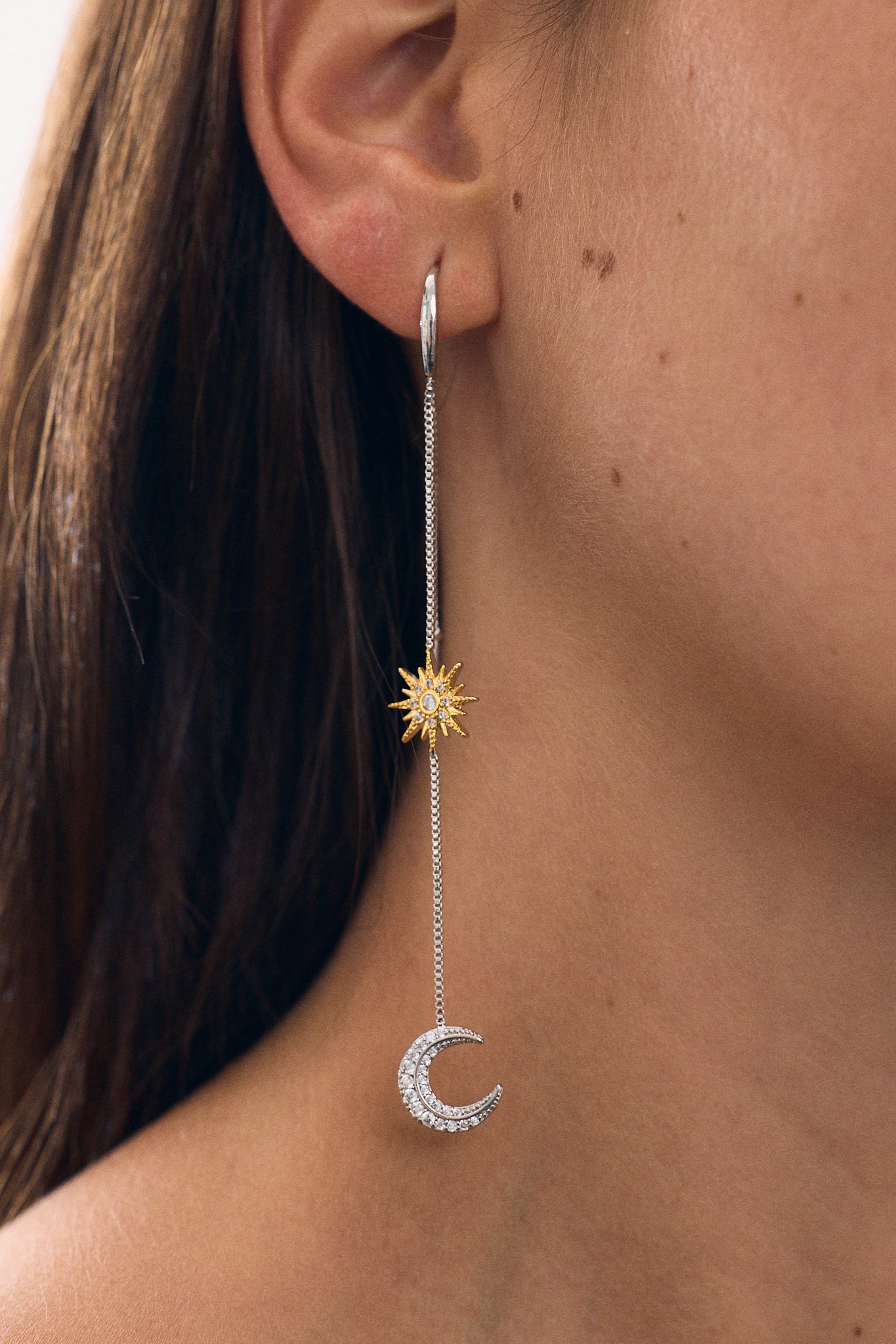 Boucles d'oreilles Double Chaîne Jour et Nuit (unité)