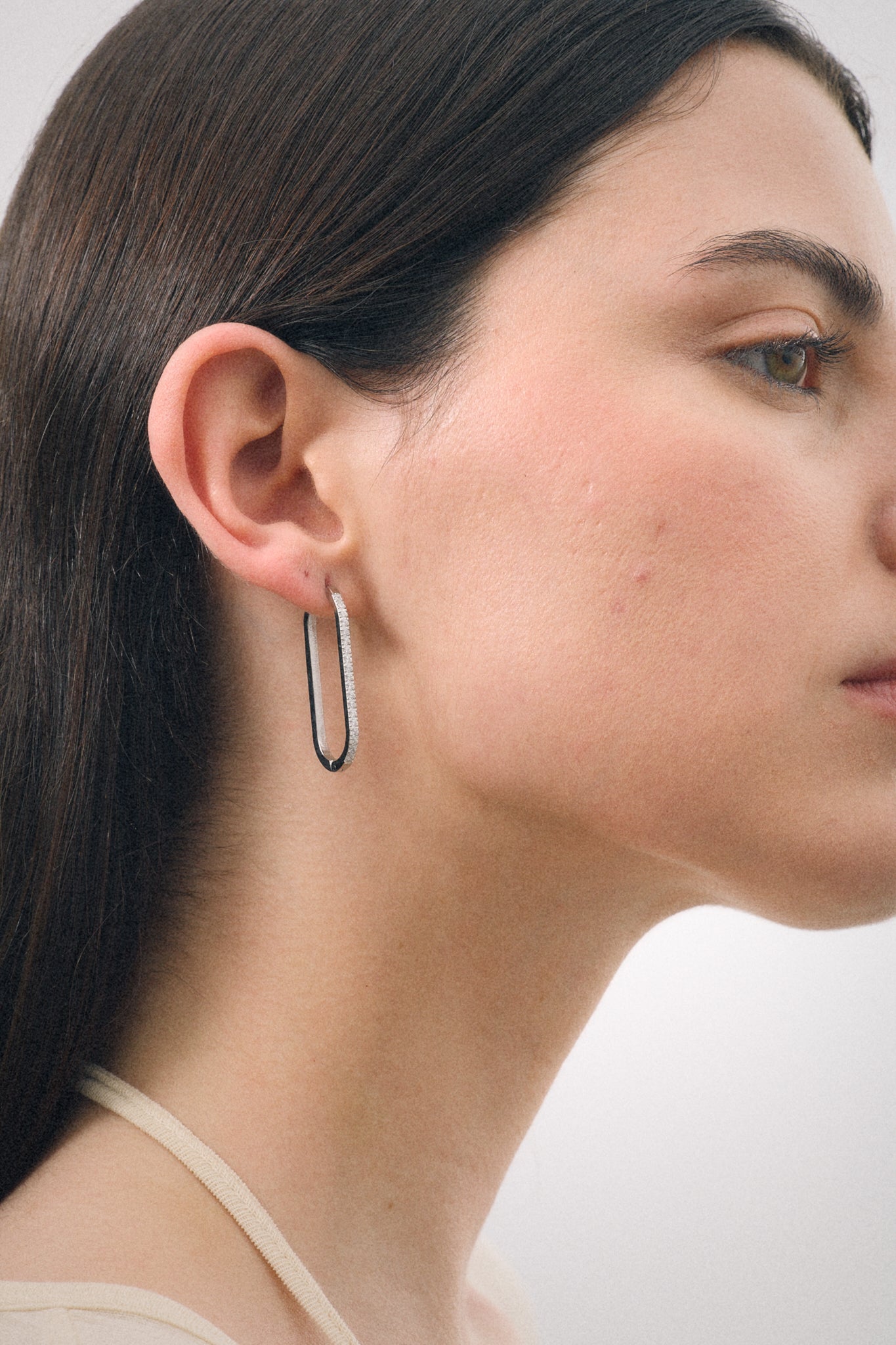 Oval Zircon Earring 50 mm (Unit)