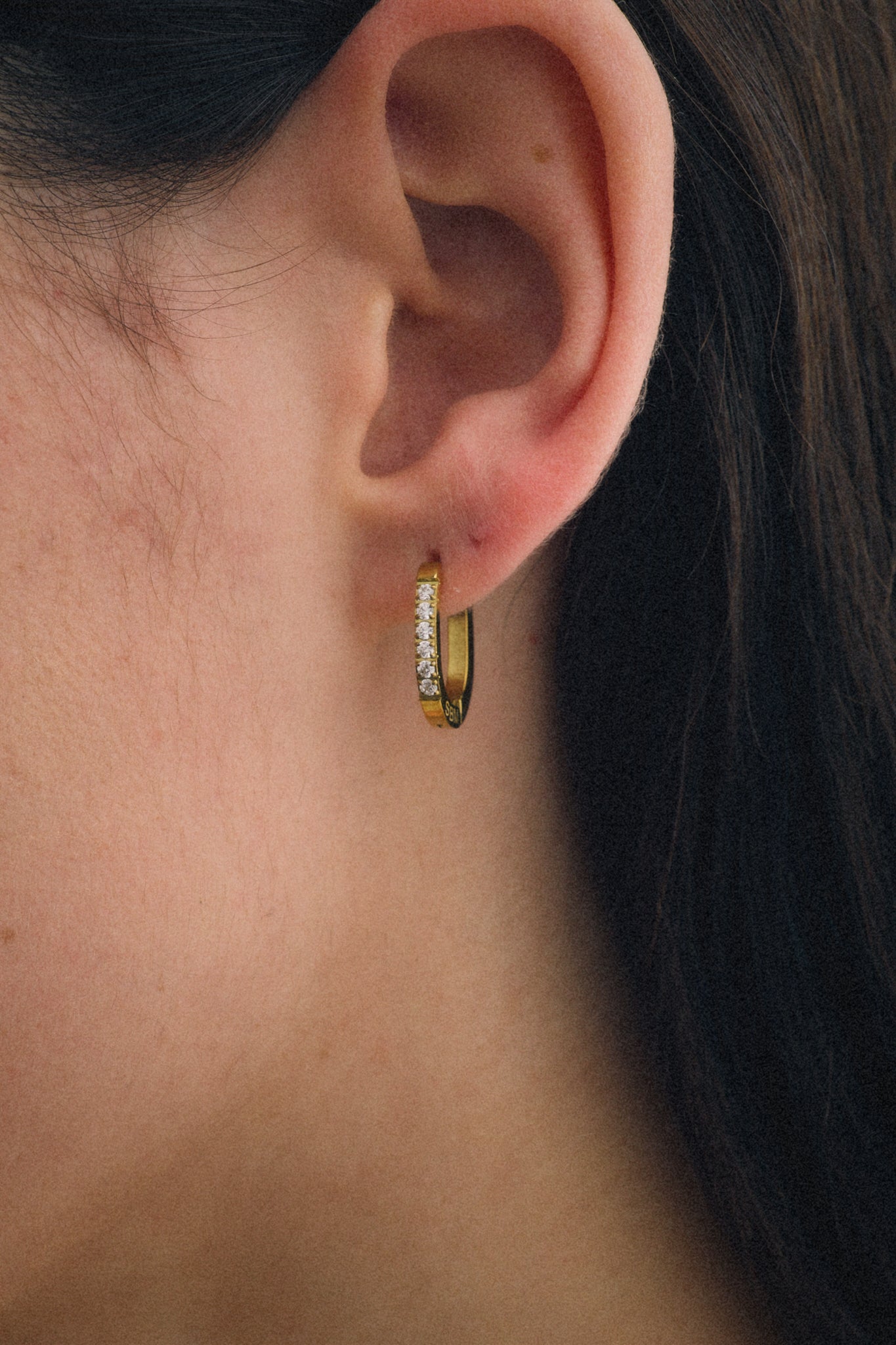 Oval Zircon Earring 20mm