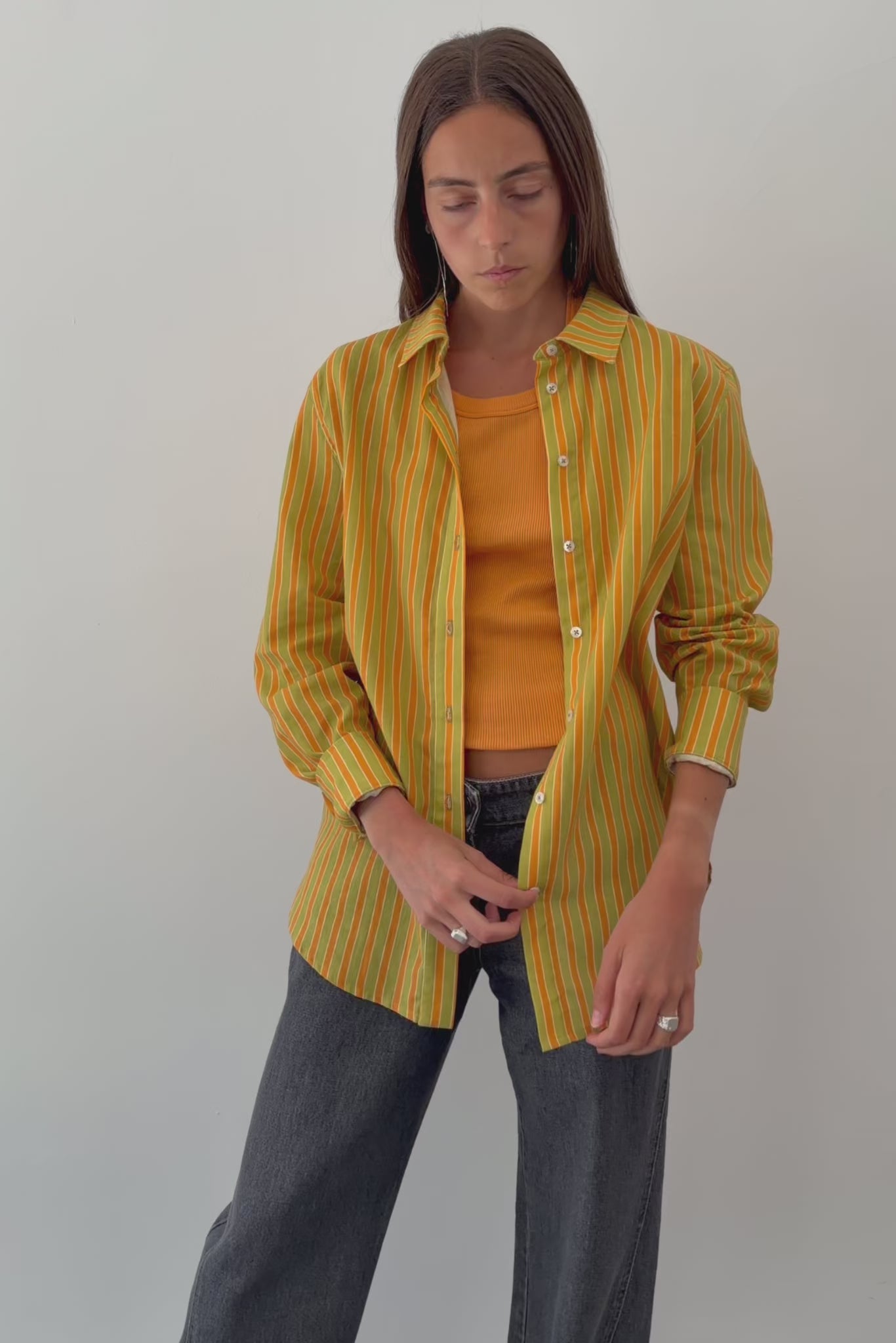 Orange and Green Striped Shirt