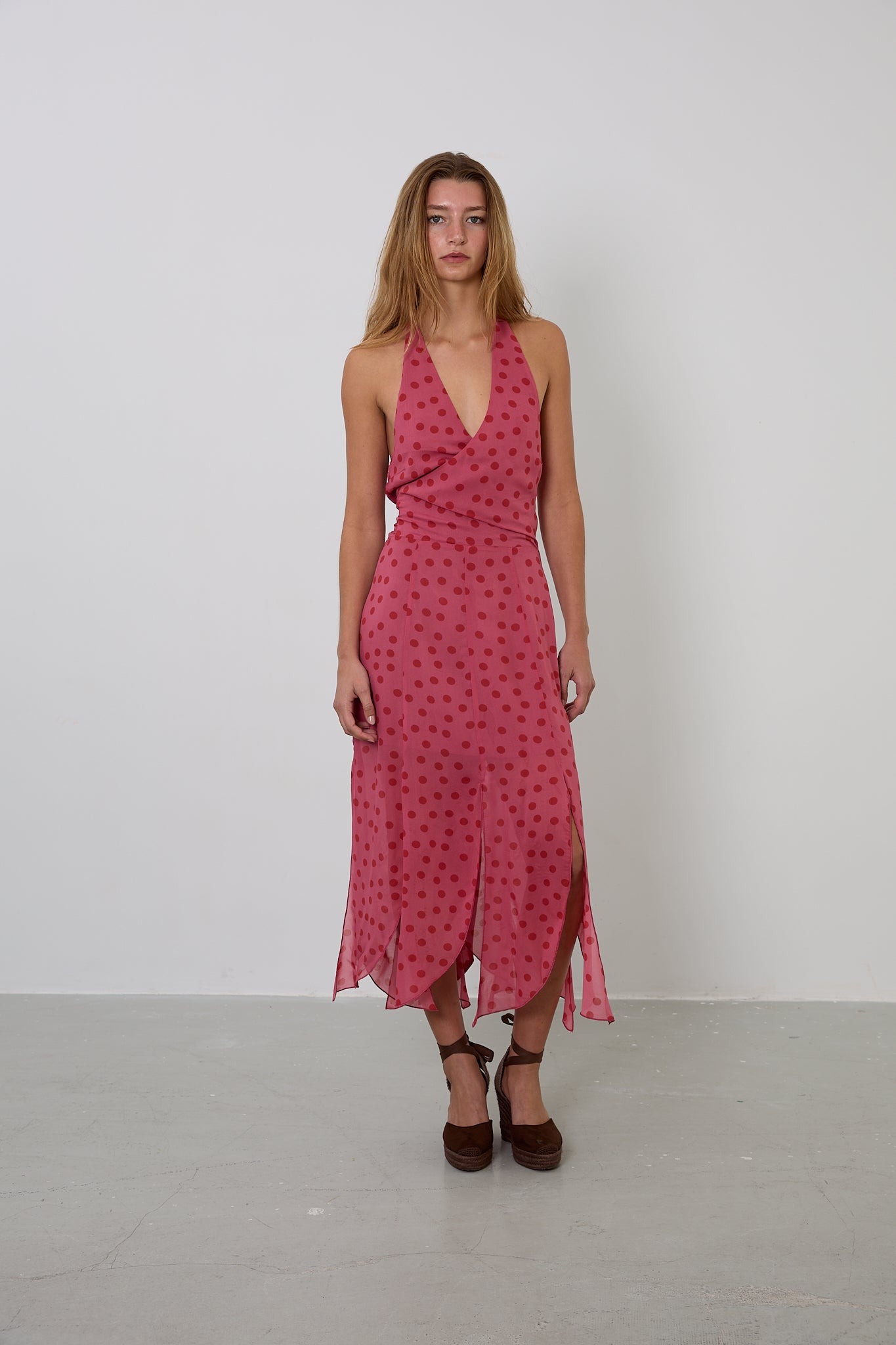 Vestido Halter Lunares Rosa
