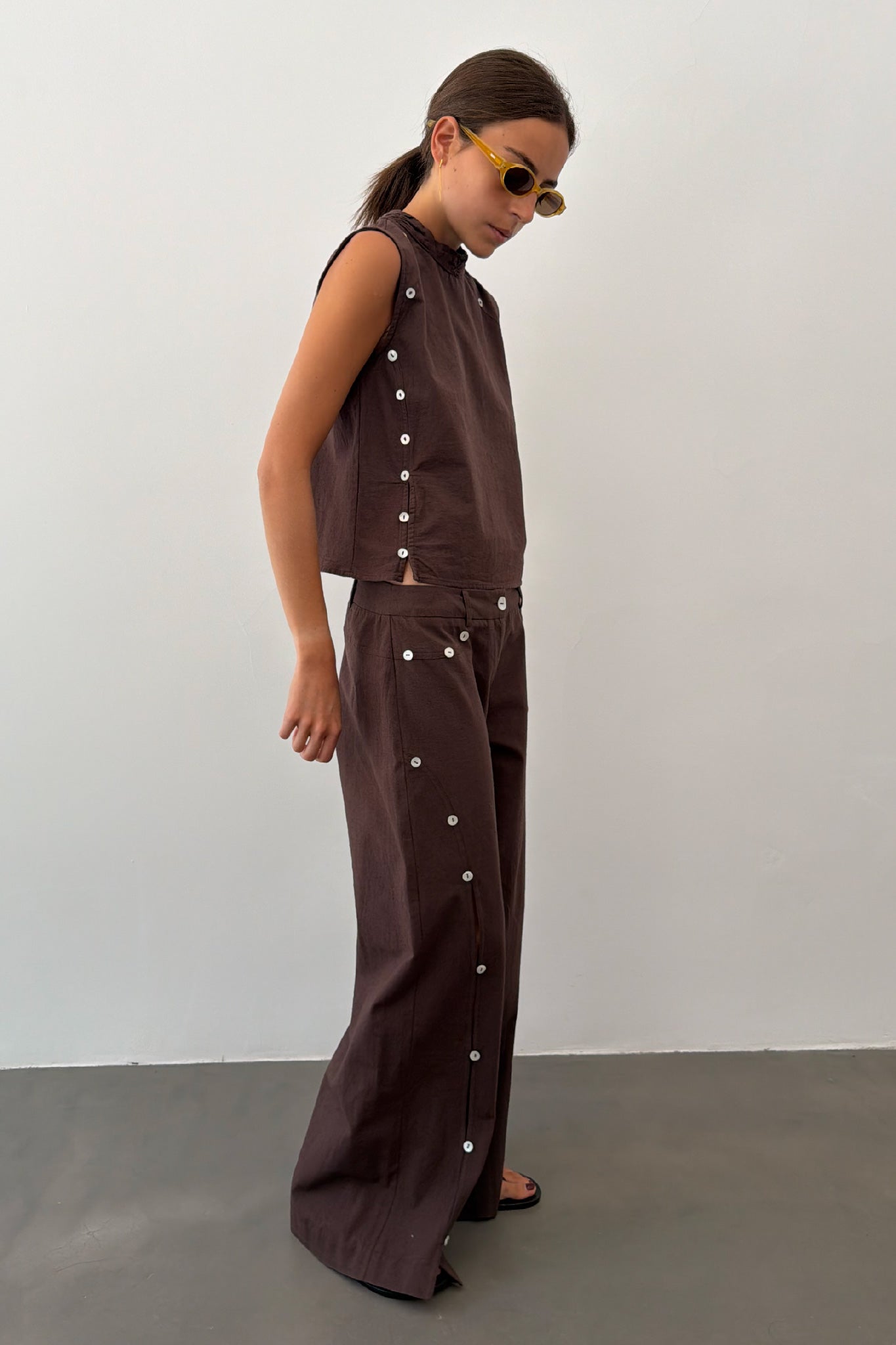 Nacar Buttons Brown Top