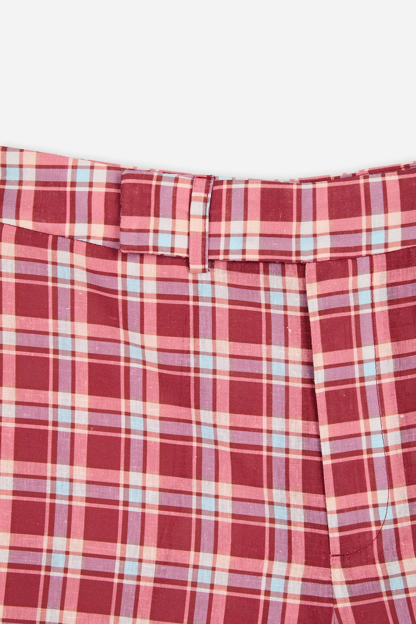 Burgundy and Pink Check Shorts
