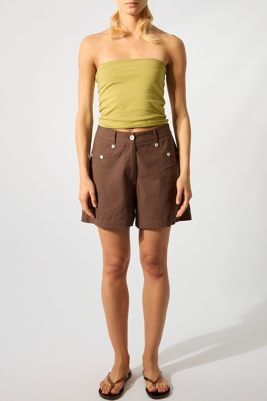 Shorts Nácar Buttons Brown