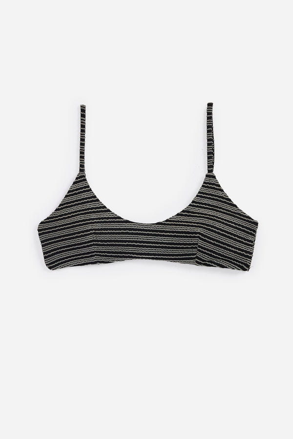 Texture Black Basic Bikini Top