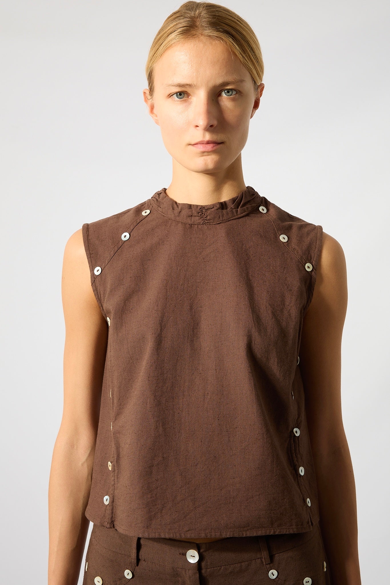 Nacar Buttons Brown Top