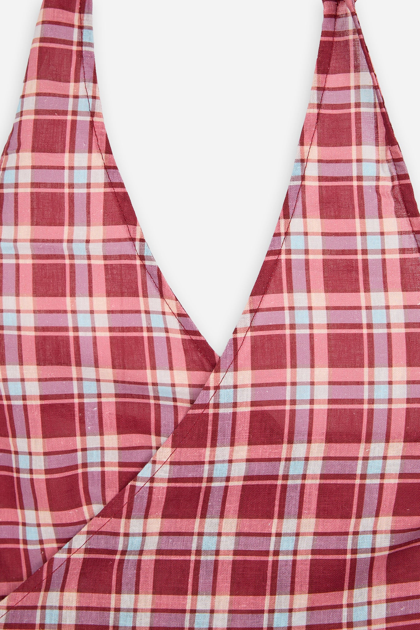 Burgundy and Pink Check Halter Top