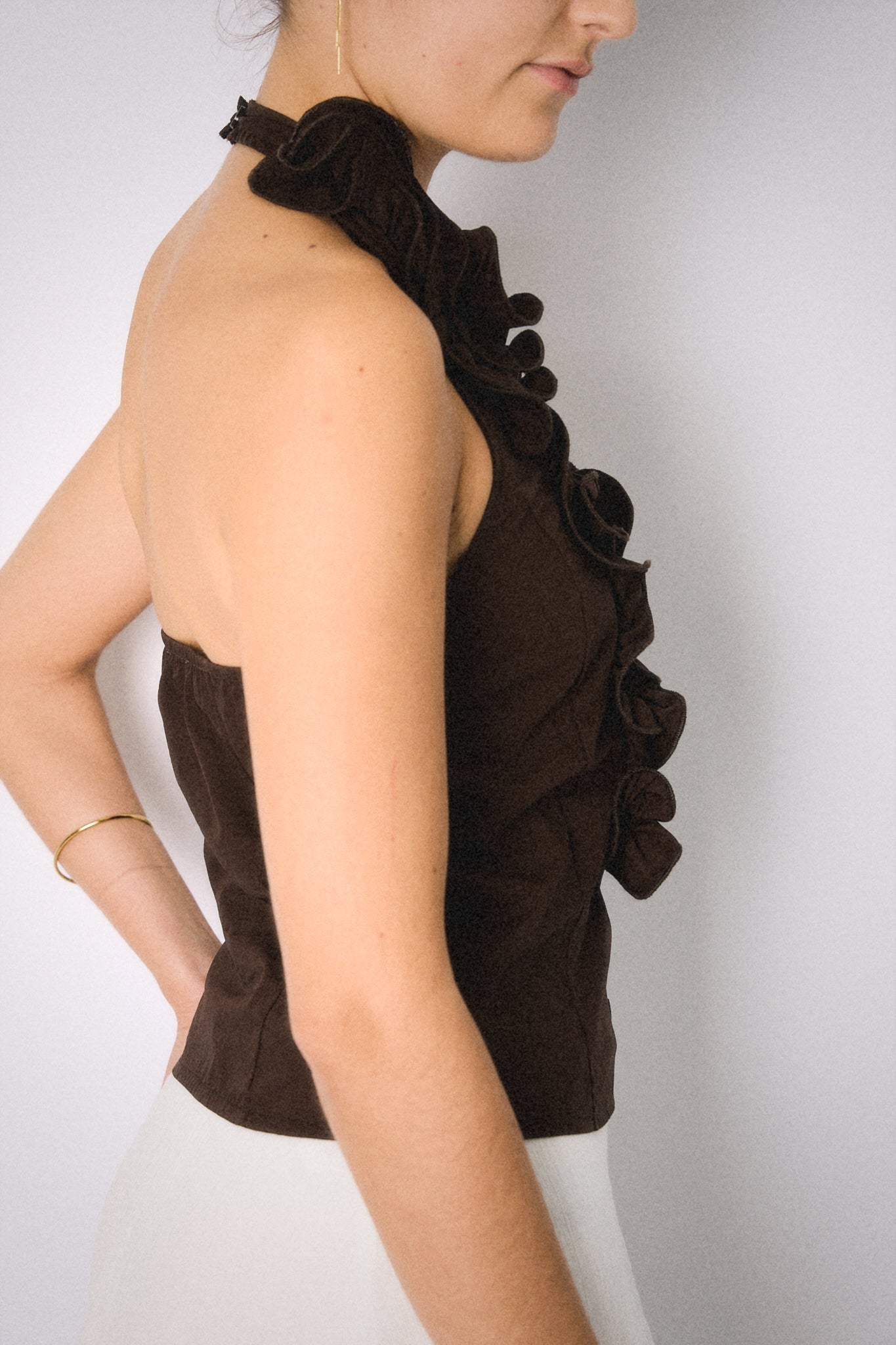 Brown Ruffles Top